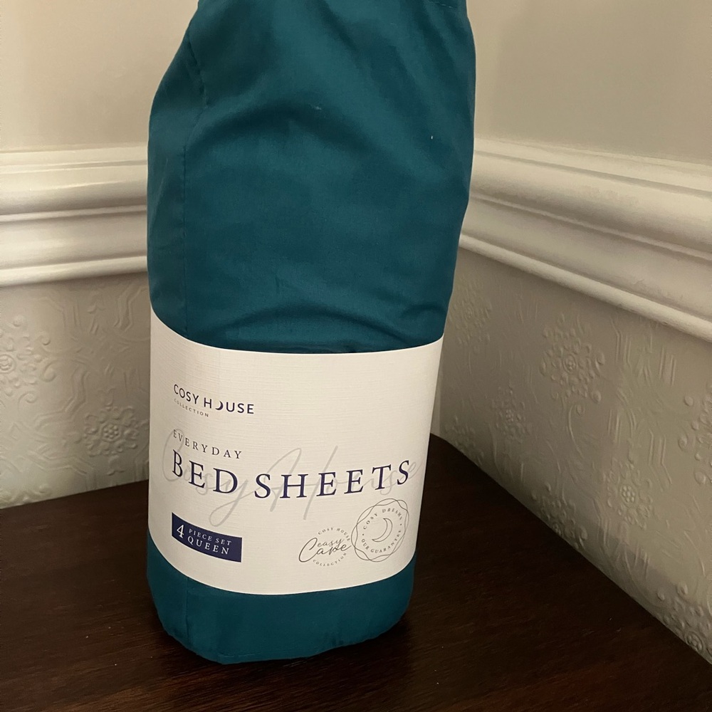 Cosy House dark teal queen sheet set